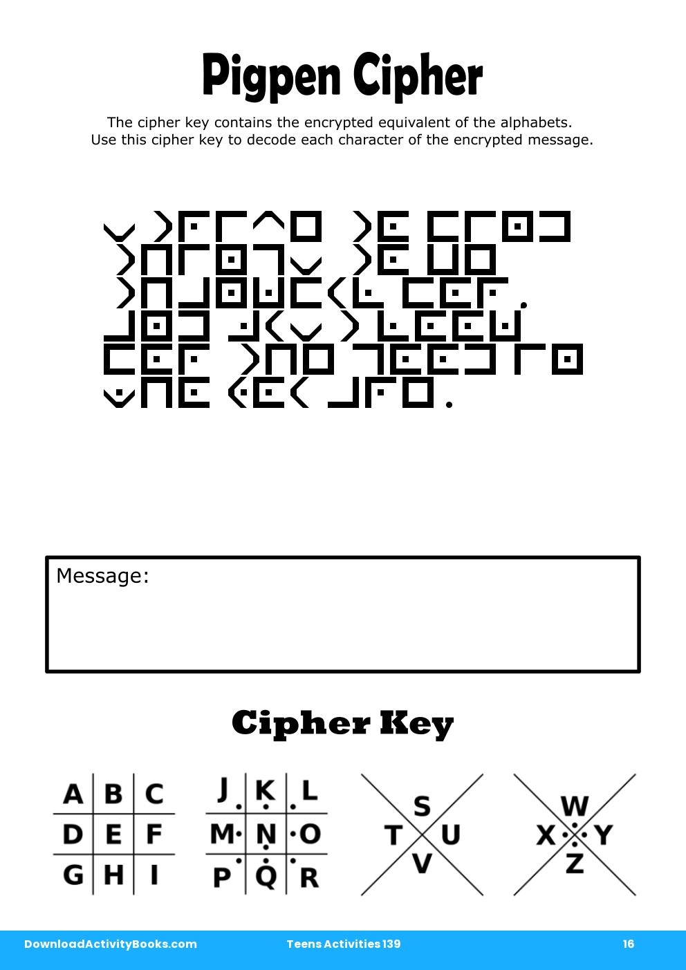 Pigpen Cipher in Teens Activities 139