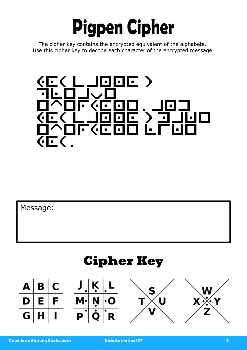 Pigpen Cipher in Kids Activities 137