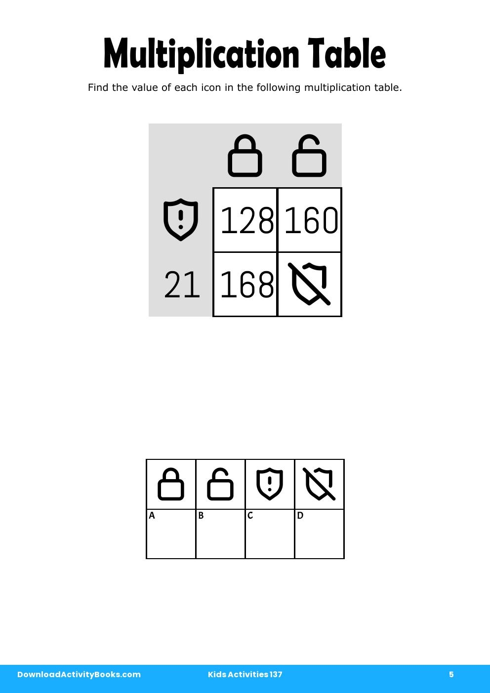 Multiplication Table in Kids Activities 137