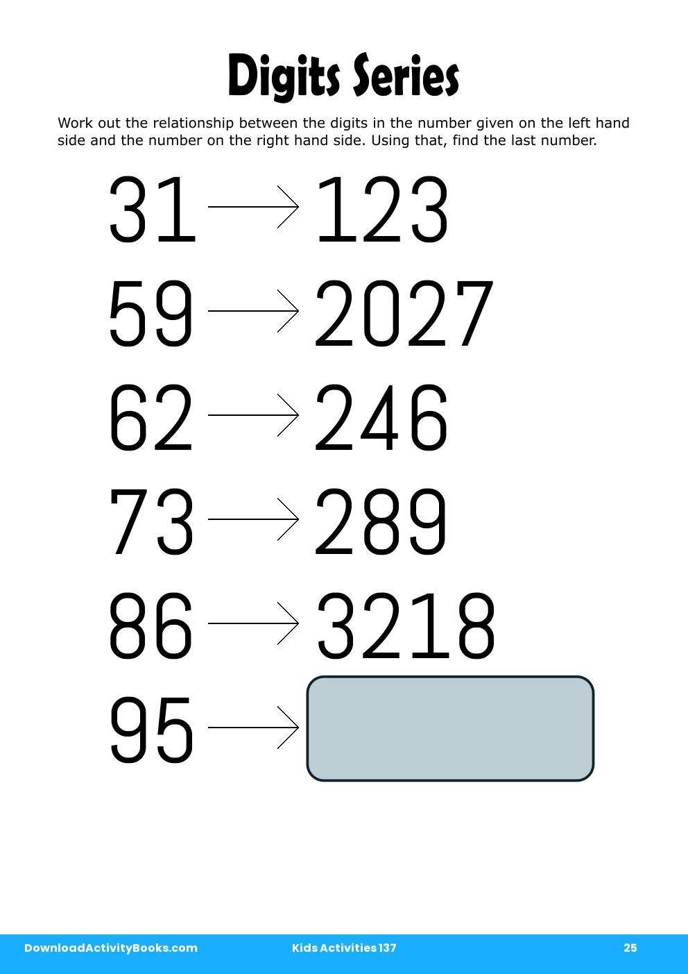 Digits Series in Kids Activities 137