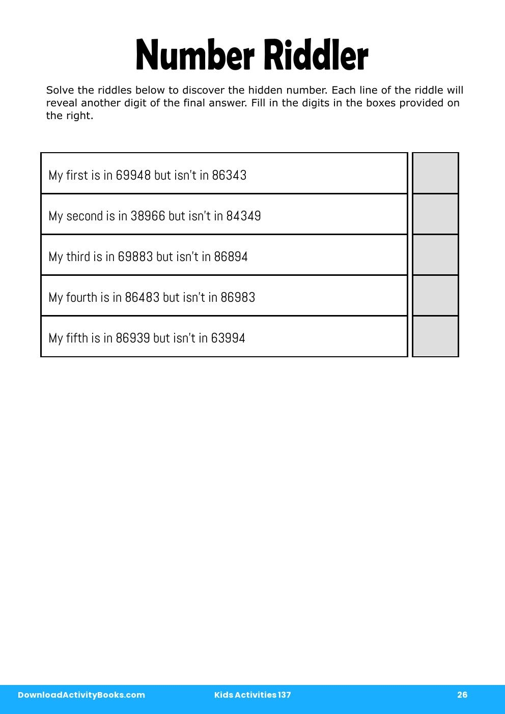 Number Riddler in Kids Activities 137
