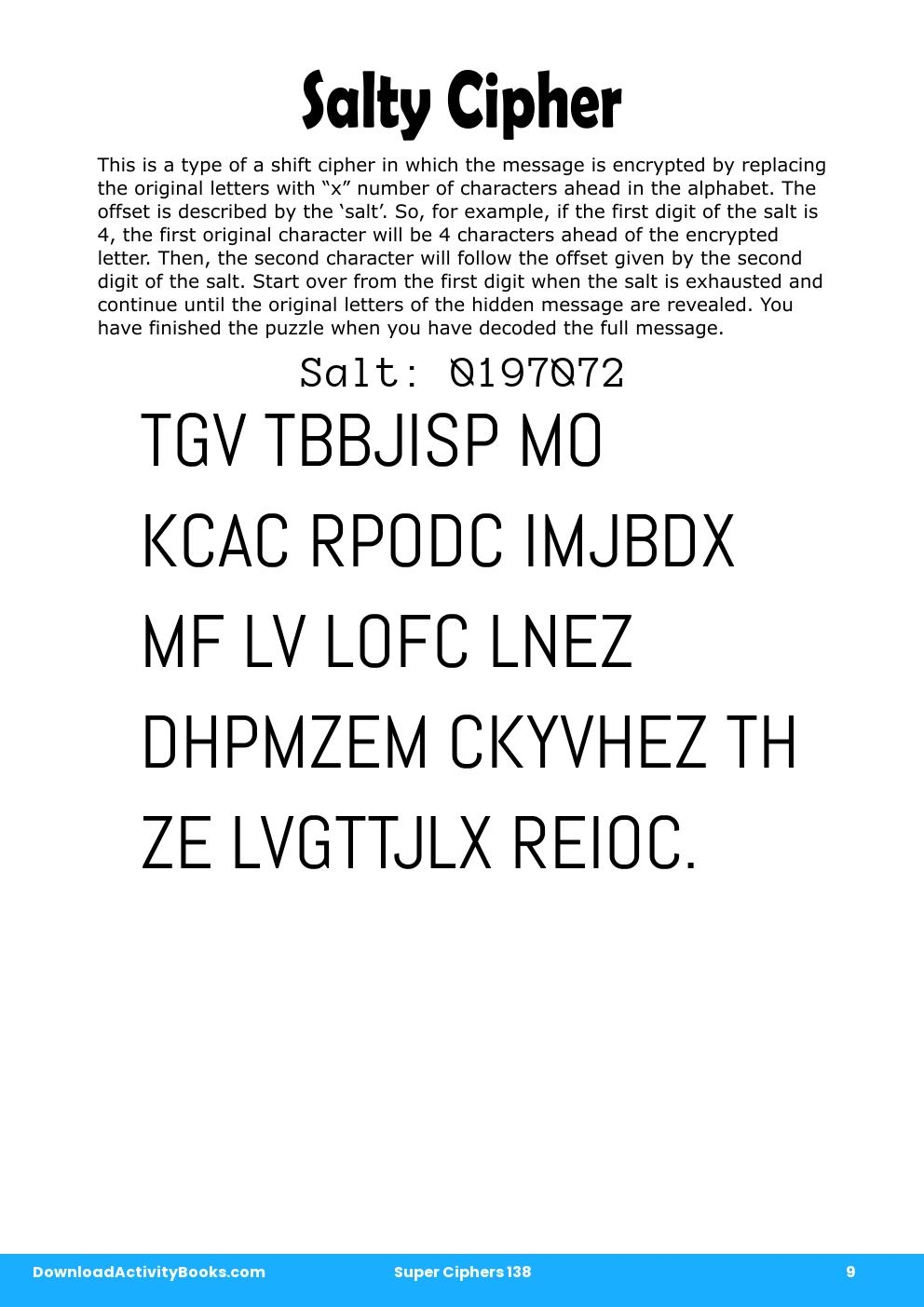 Salty Cipher in Super Ciphers 138