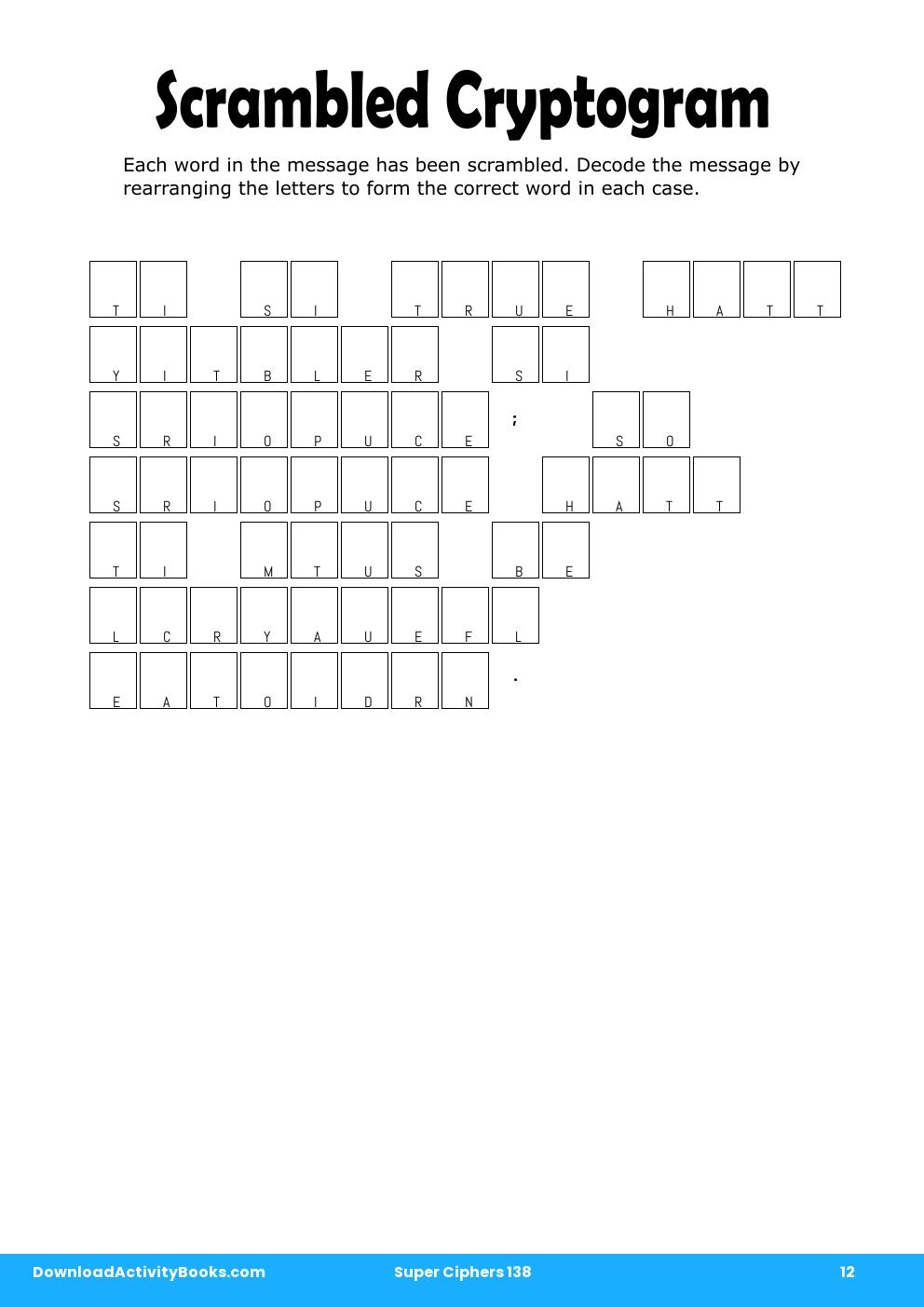 Scrambled Cryptogram in Super Ciphers 138