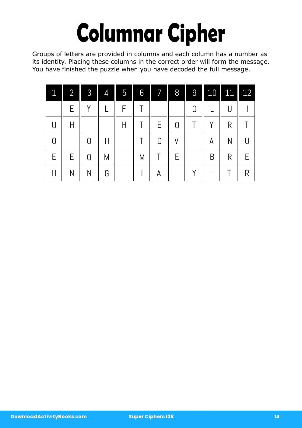 Columnar Cipher in Super Ciphers 138