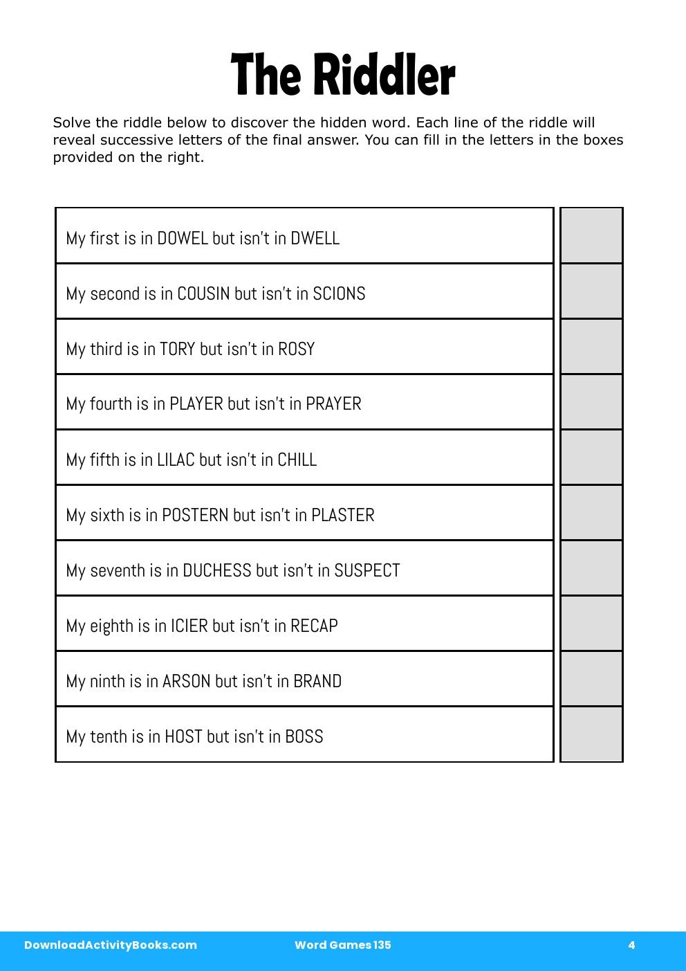 The Riddler in Word Games 135