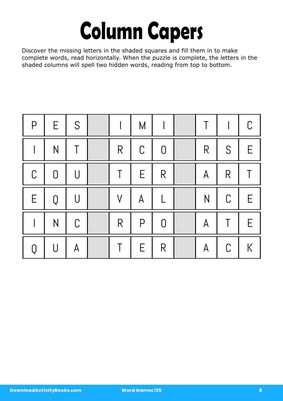 Column Capers in Word Games 135