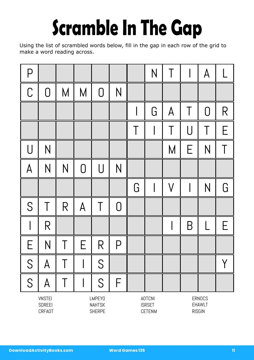 Scramble In The Gap in Word Games 135