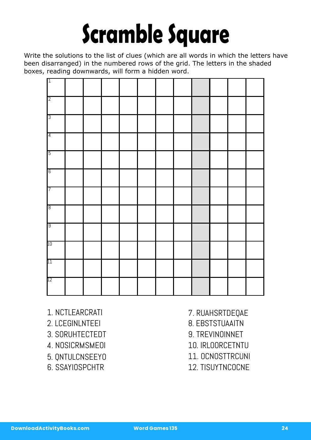 Scramble Square in Word Games 135