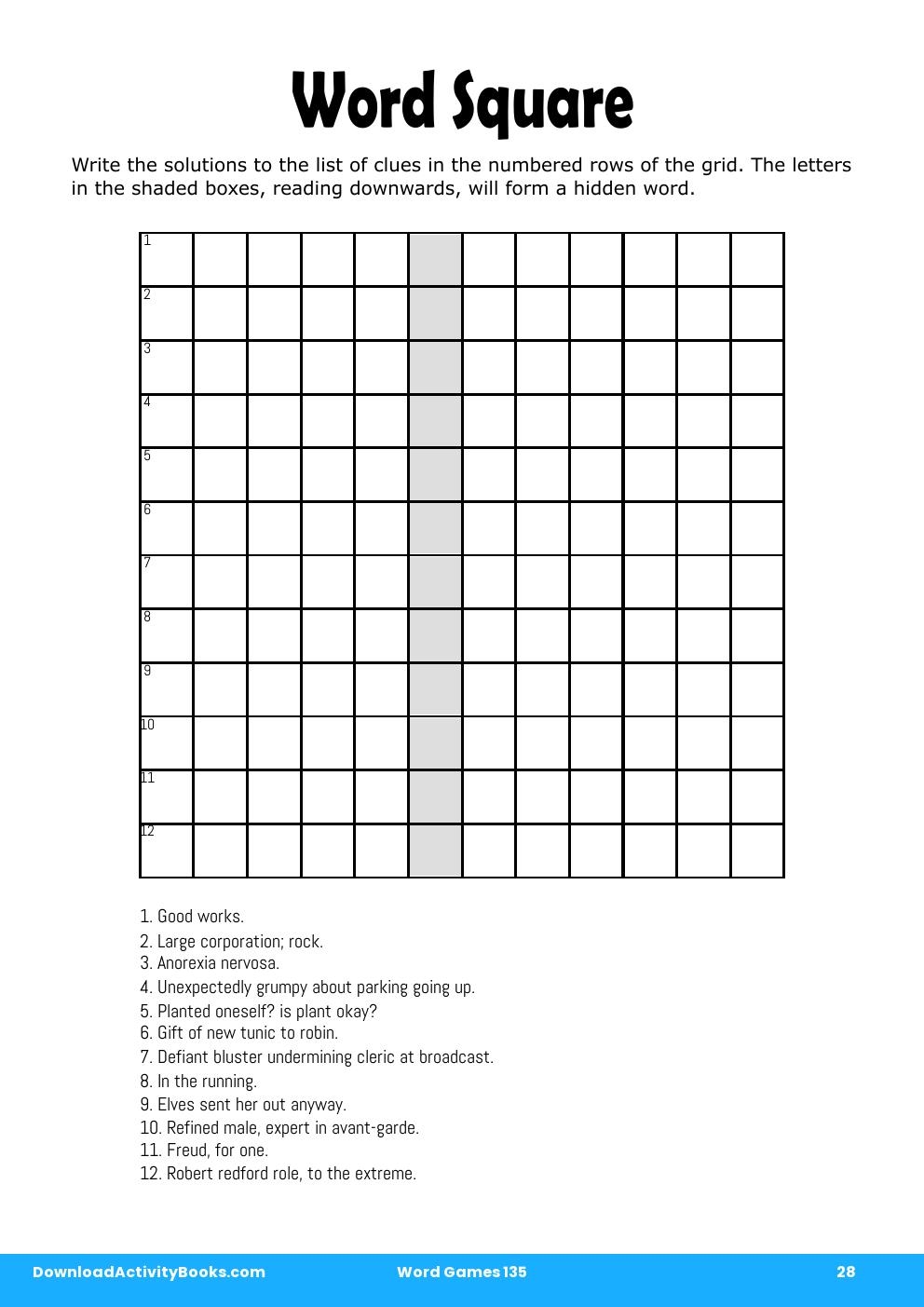 Word Square in Word Games 135