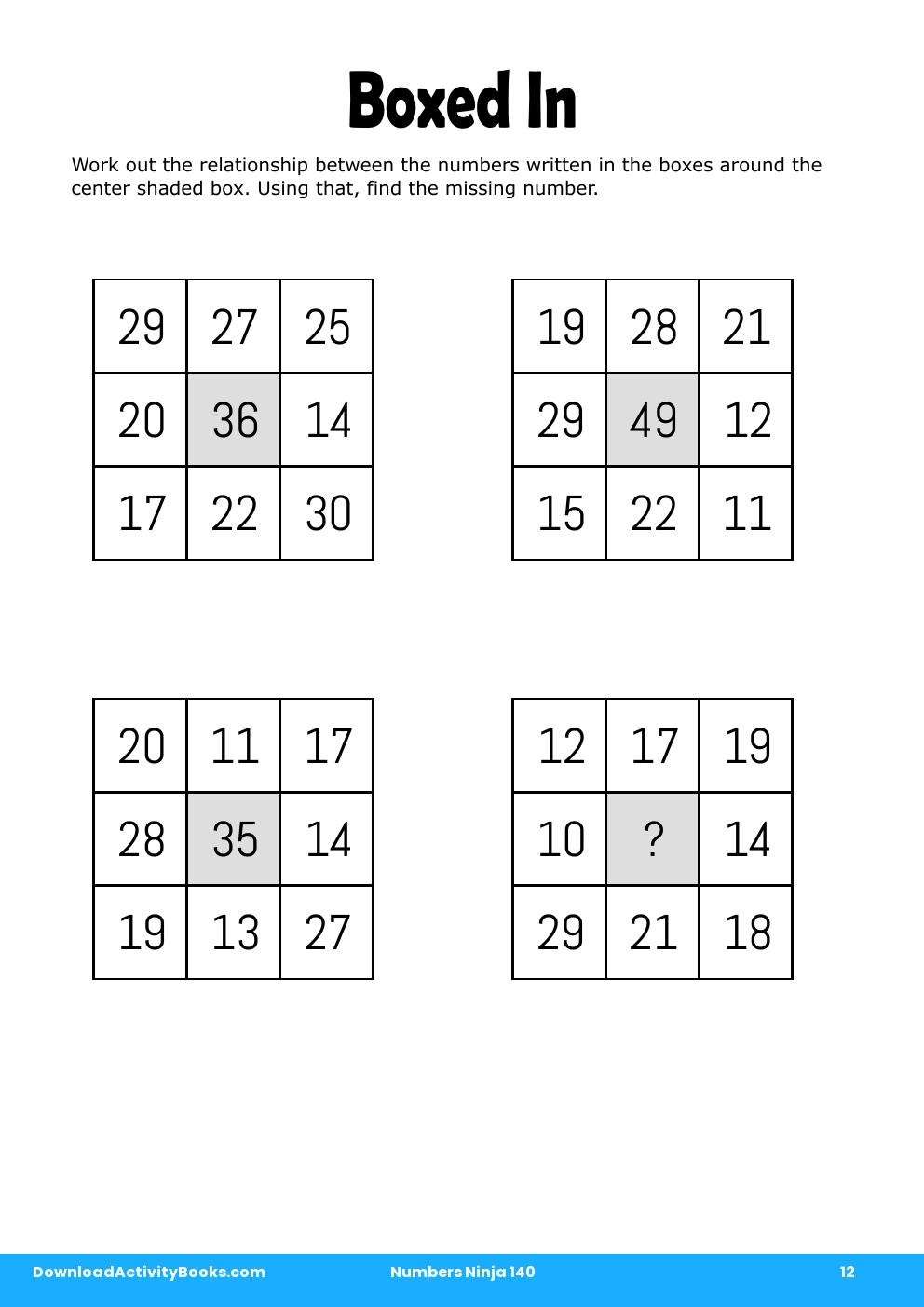 Boxed In in Numbers Ninja 140