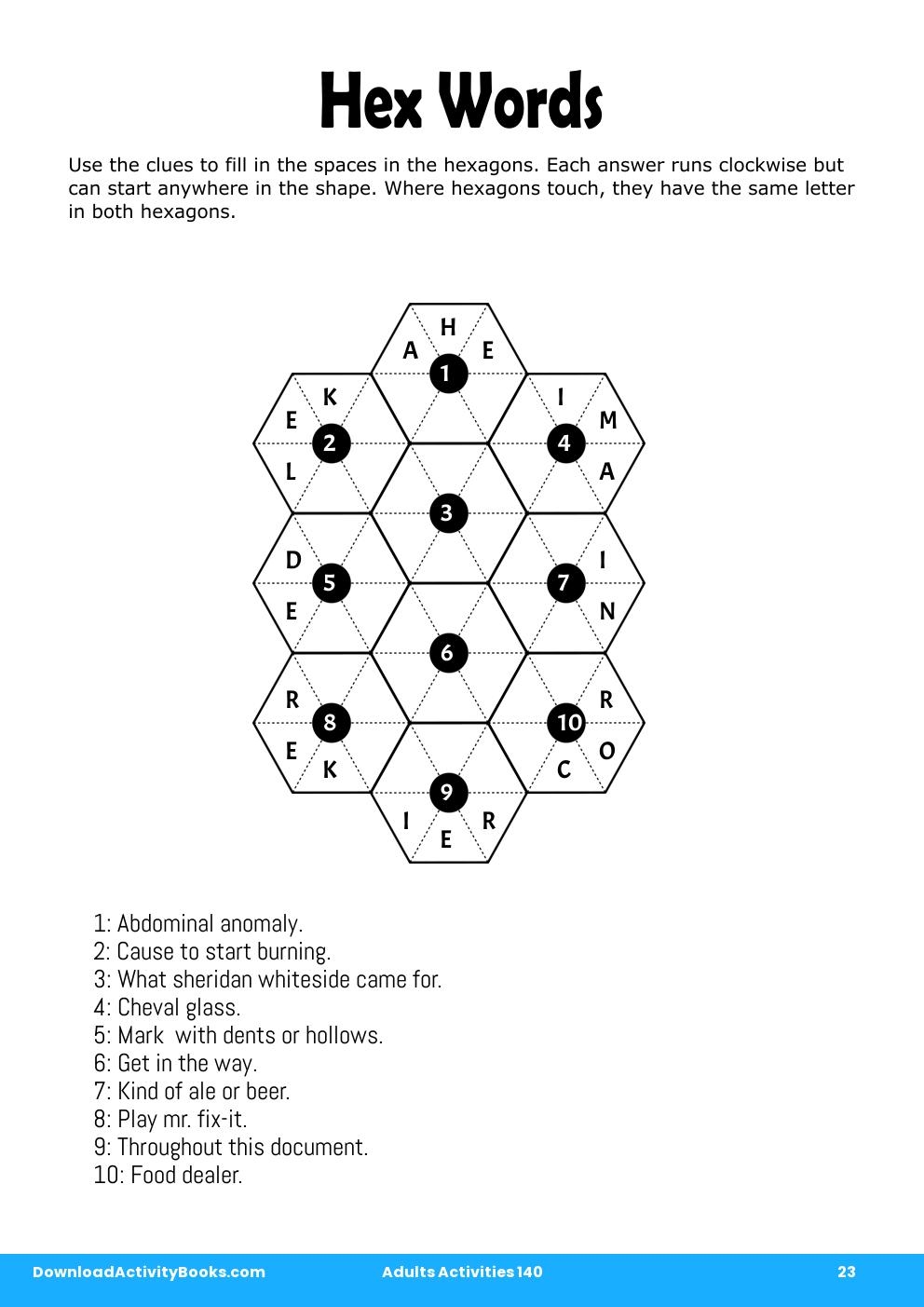 Hex Words in Adults Activities 140