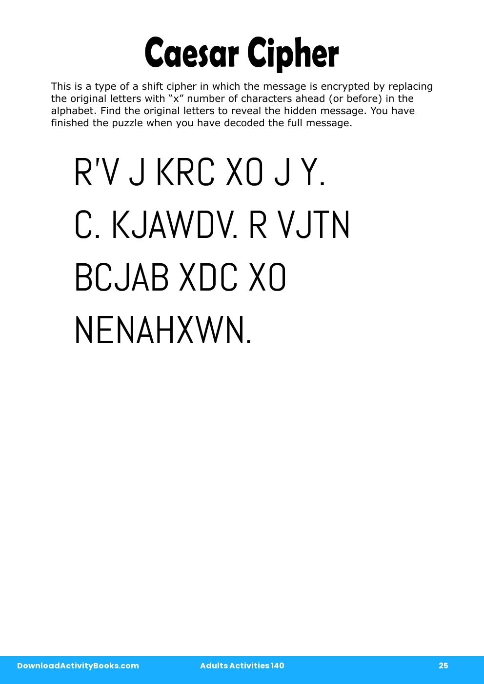 Caesar Cipher in Adults Activities 140