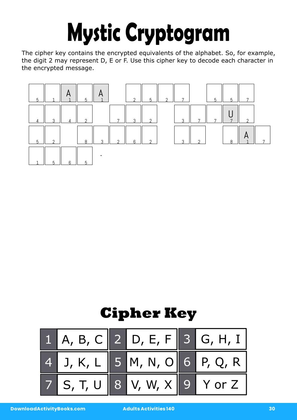 Mystic Cryptogram in Adults Activities 140