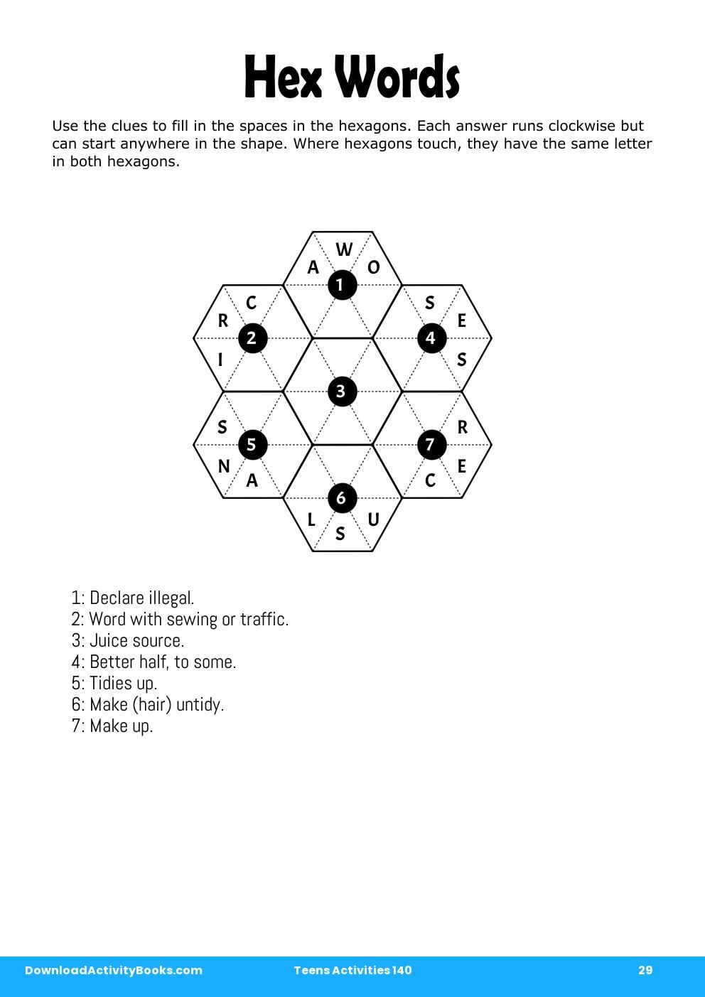 Hex Words in Teens Activities 140