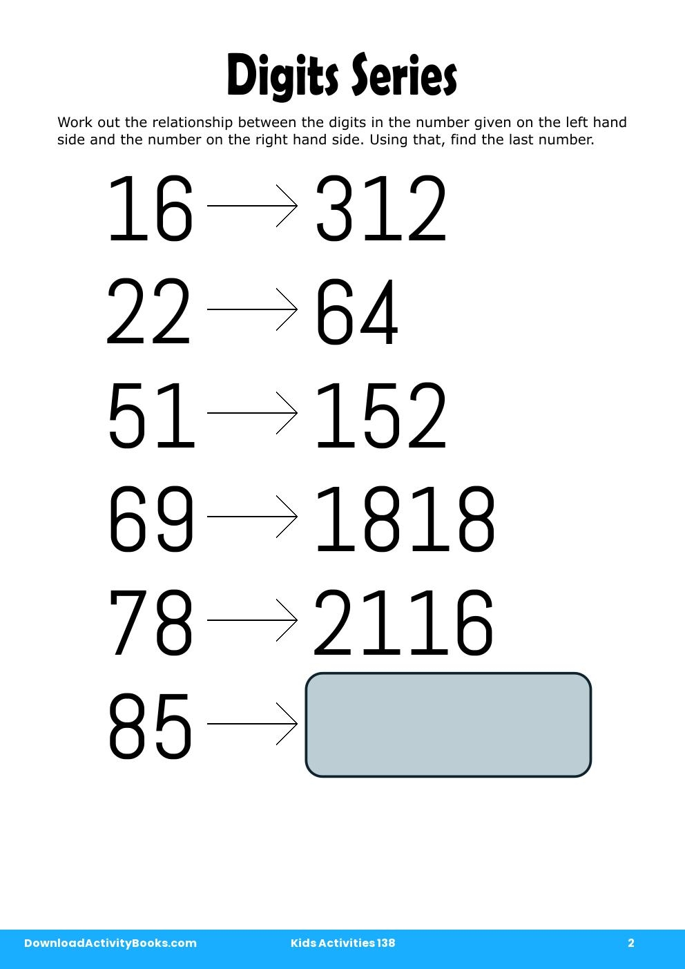 Digits Series in Kids Activities 138