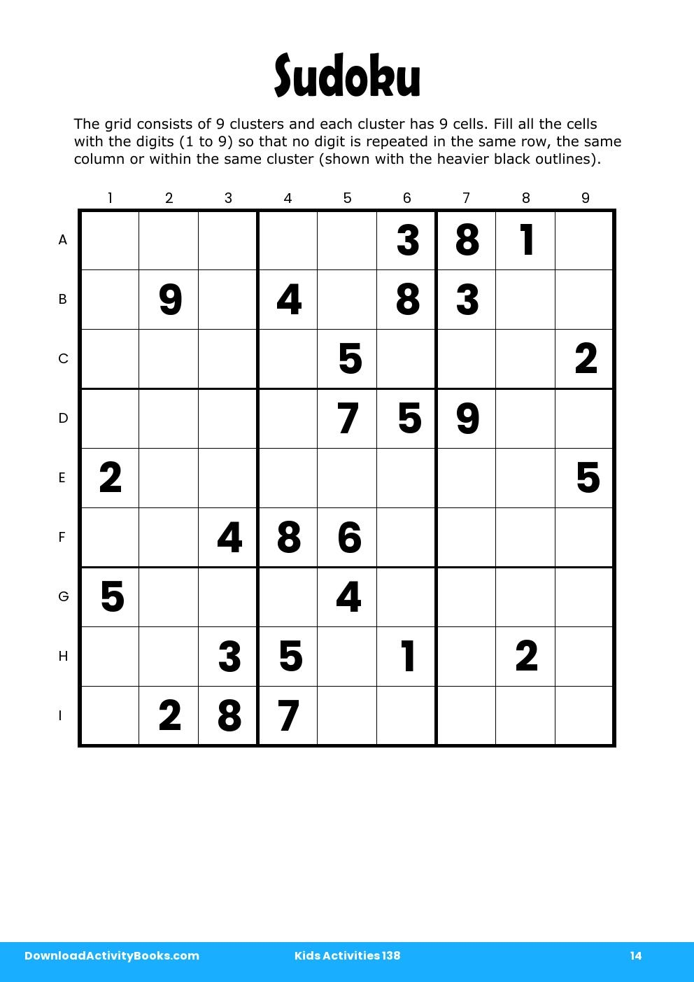 Sudoku in Kids Activities 138