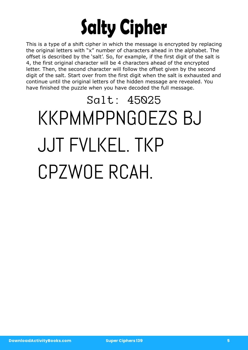 Salty Cipher in Super Ciphers 139