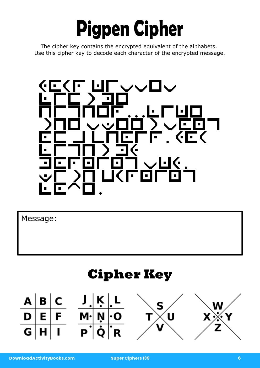 Pigpen Cipher in Super Ciphers 139