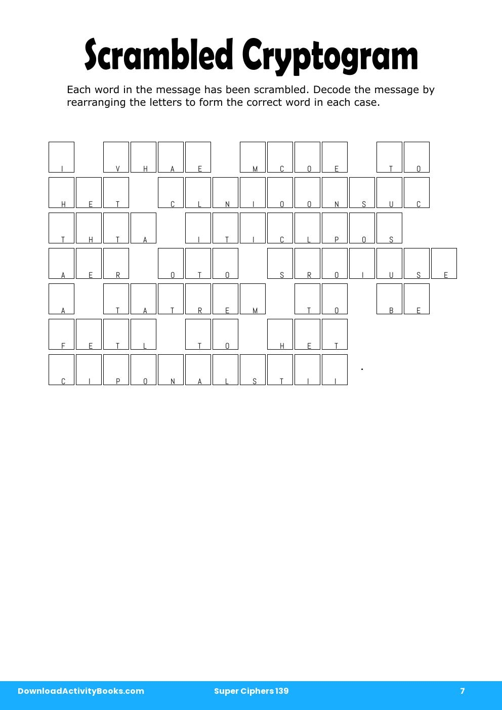 Scrambled Cryptogram in Super Ciphers 139