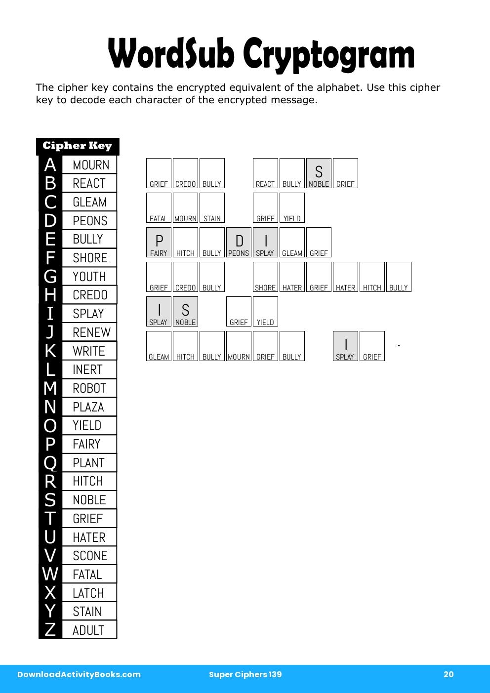 WordSub Cryptogram in Super Ciphers 139