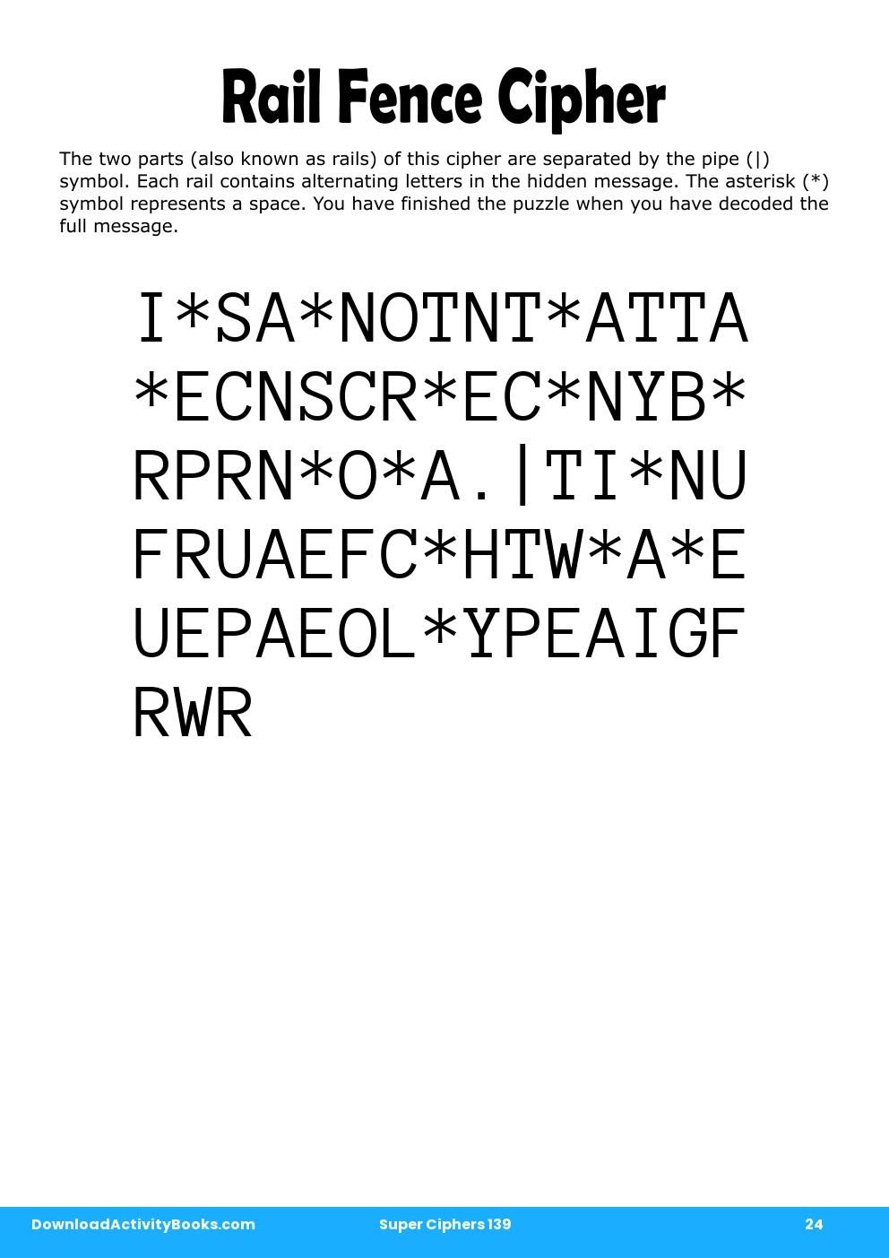 Rail Fence Cipher in Super Ciphers 139