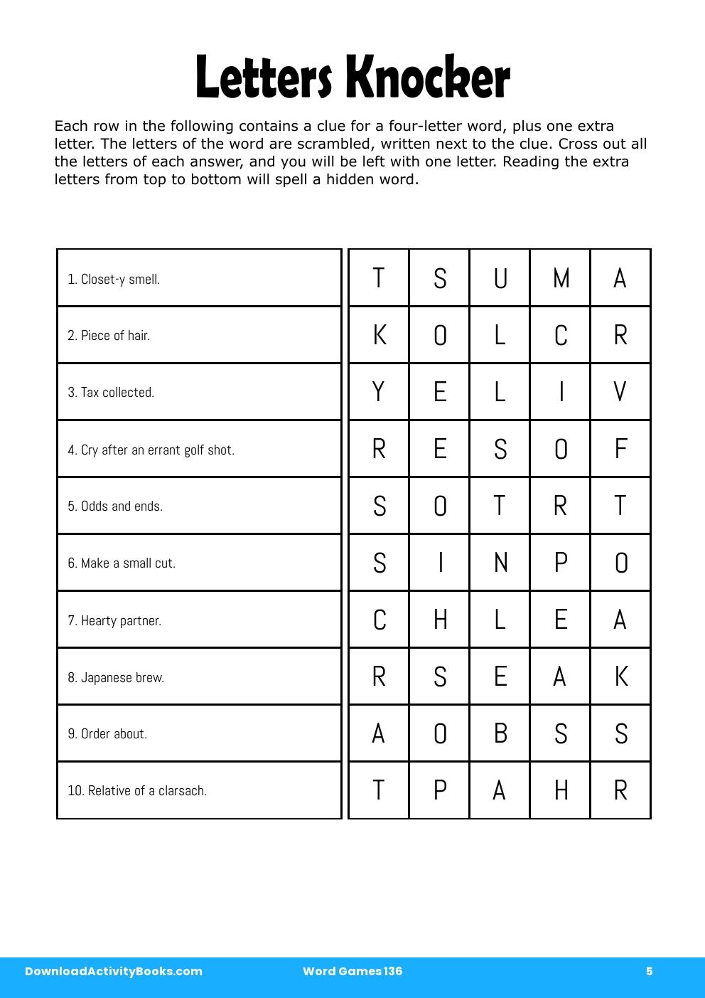 Letters Knocker in Word Games 136