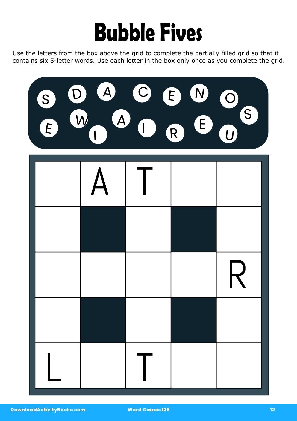 Bubble Fives in Word Games 136