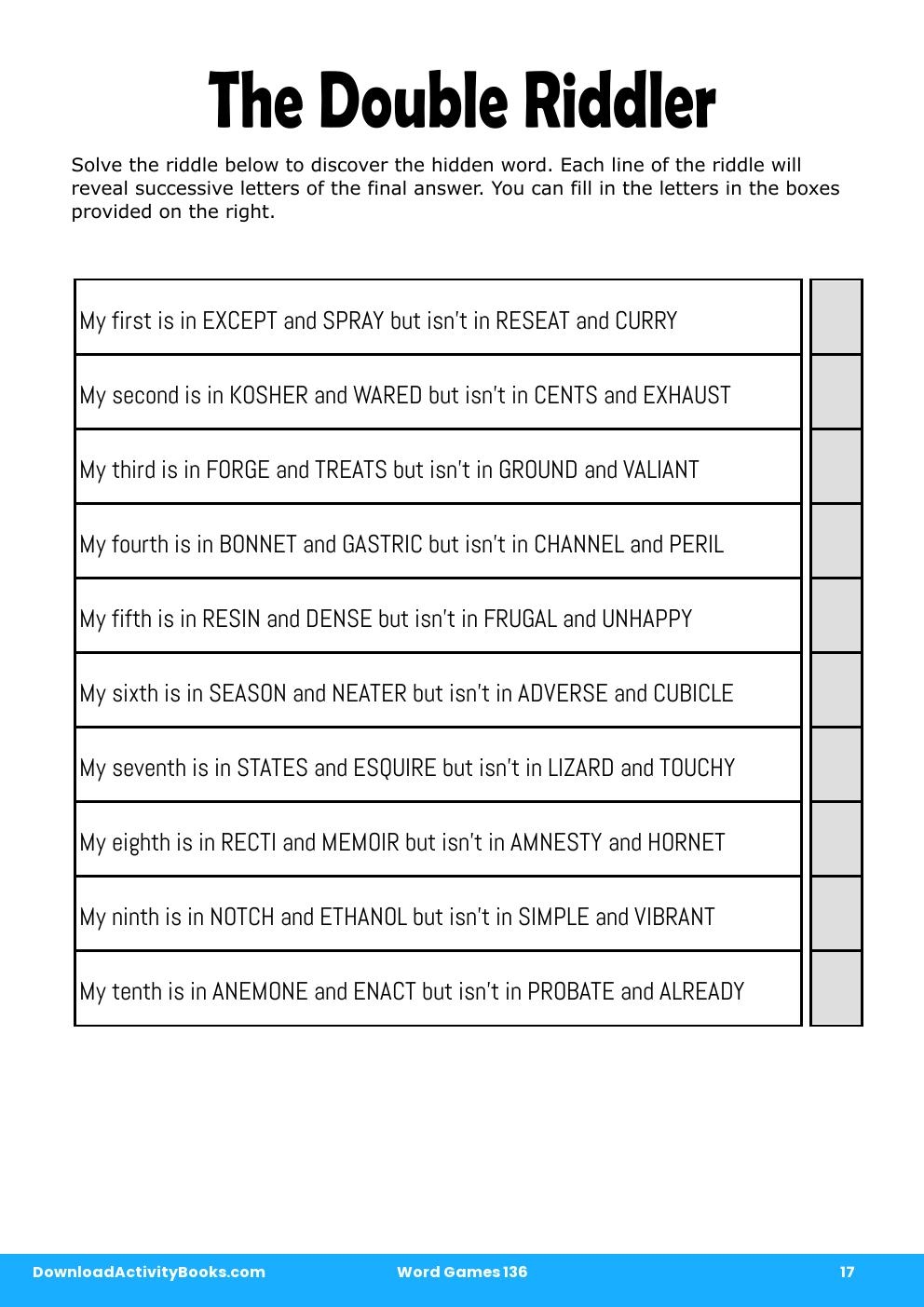 The Double Riddler in Word Games 136