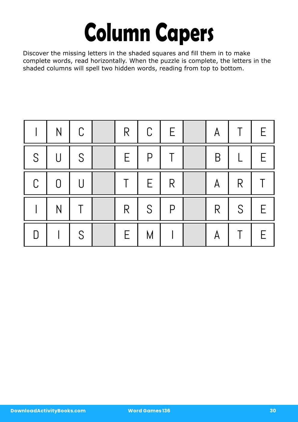 Column Capers in Word Games 136