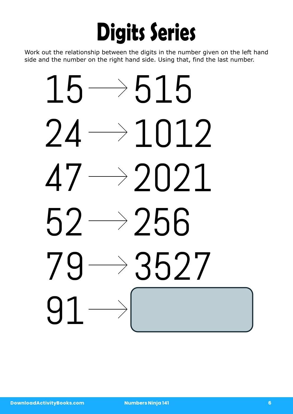 Digits Series in Numbers Ninja 141