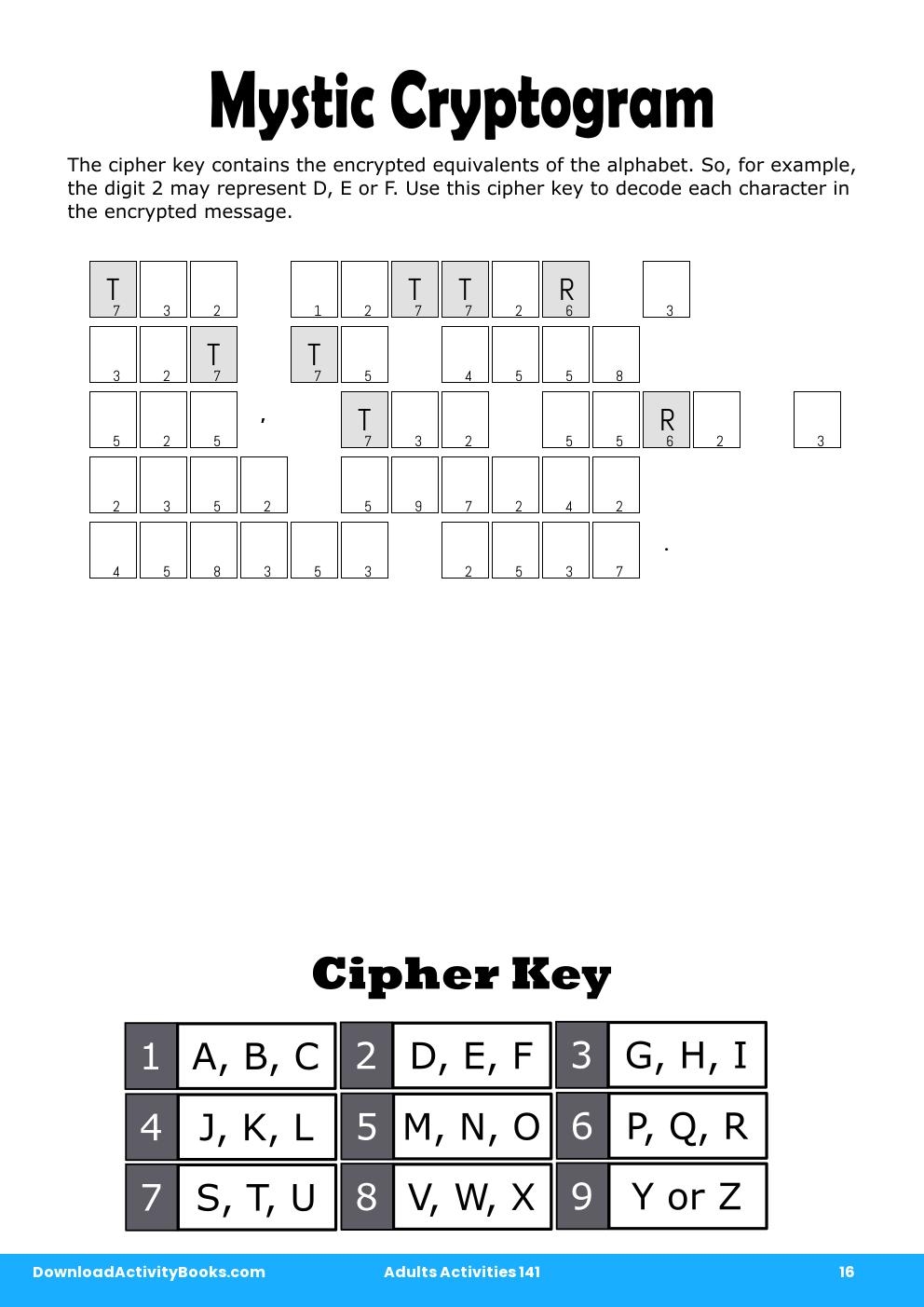 Mystic Cryptogram in Adults Activities 141