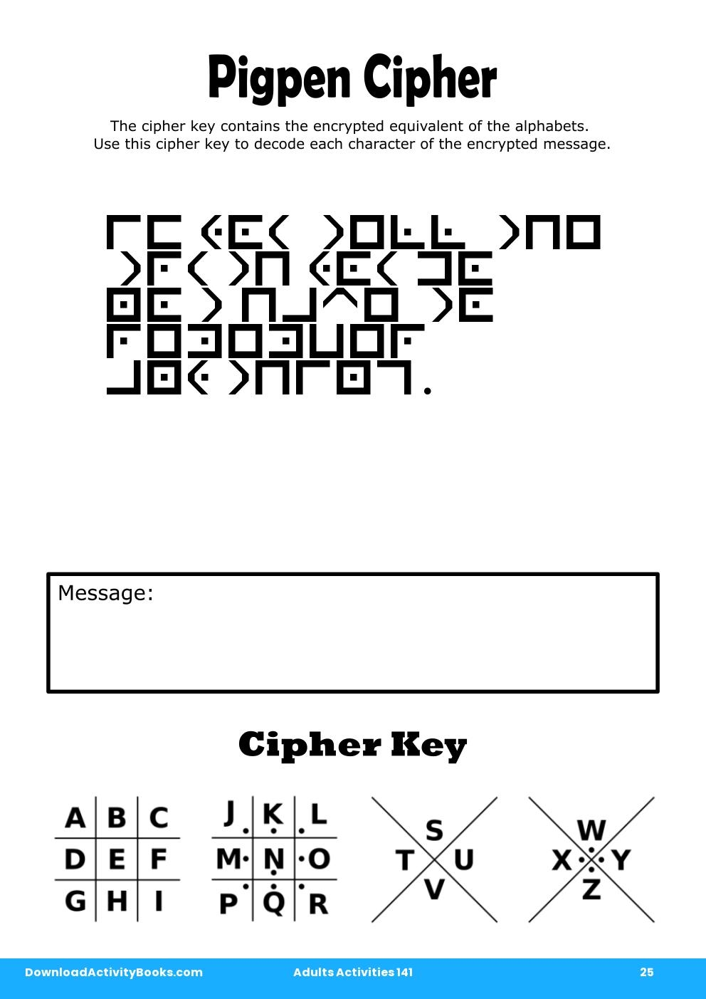 Pigpen Cipher in Adults Activities 141