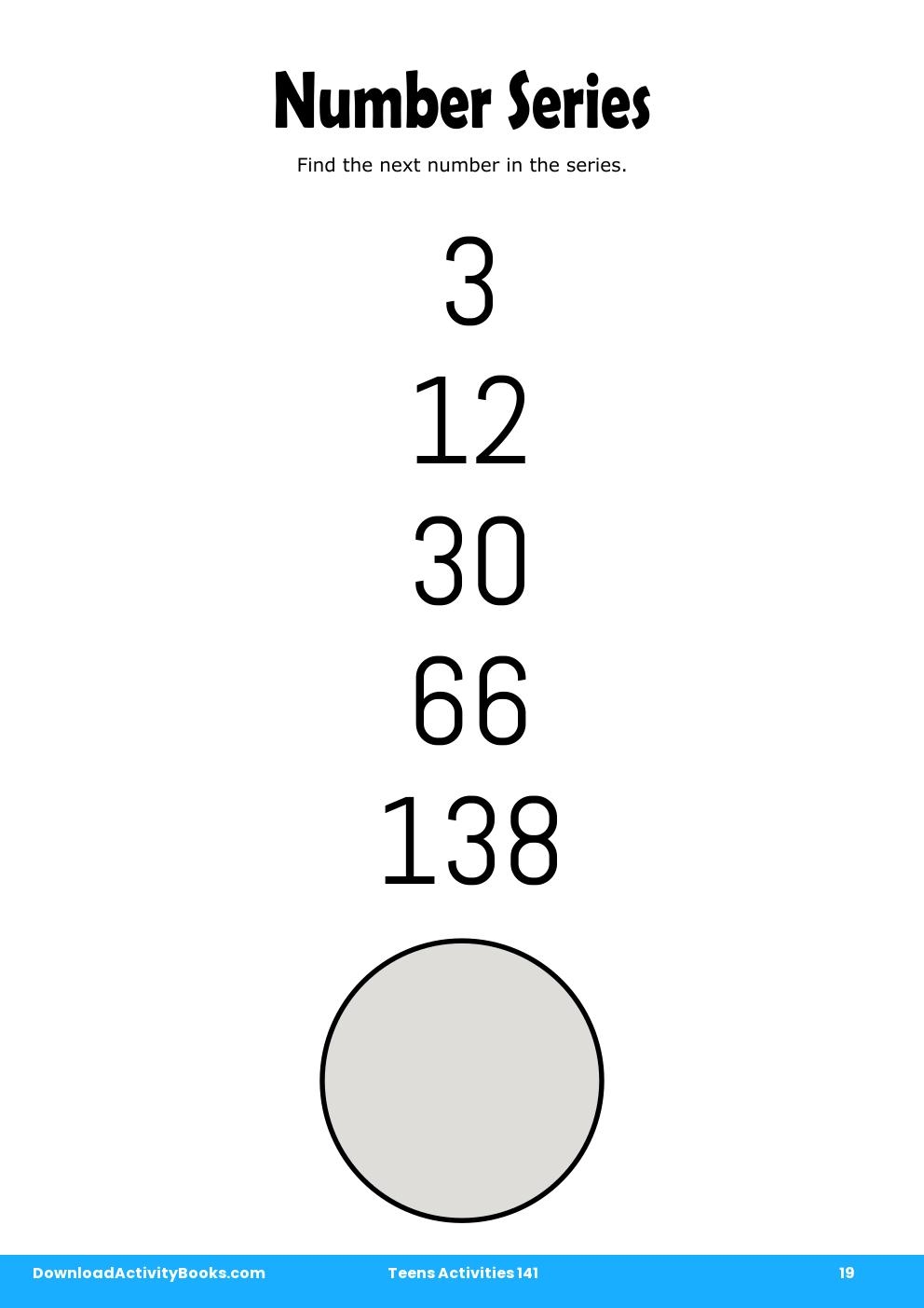 Number Series in Teens Activities 141