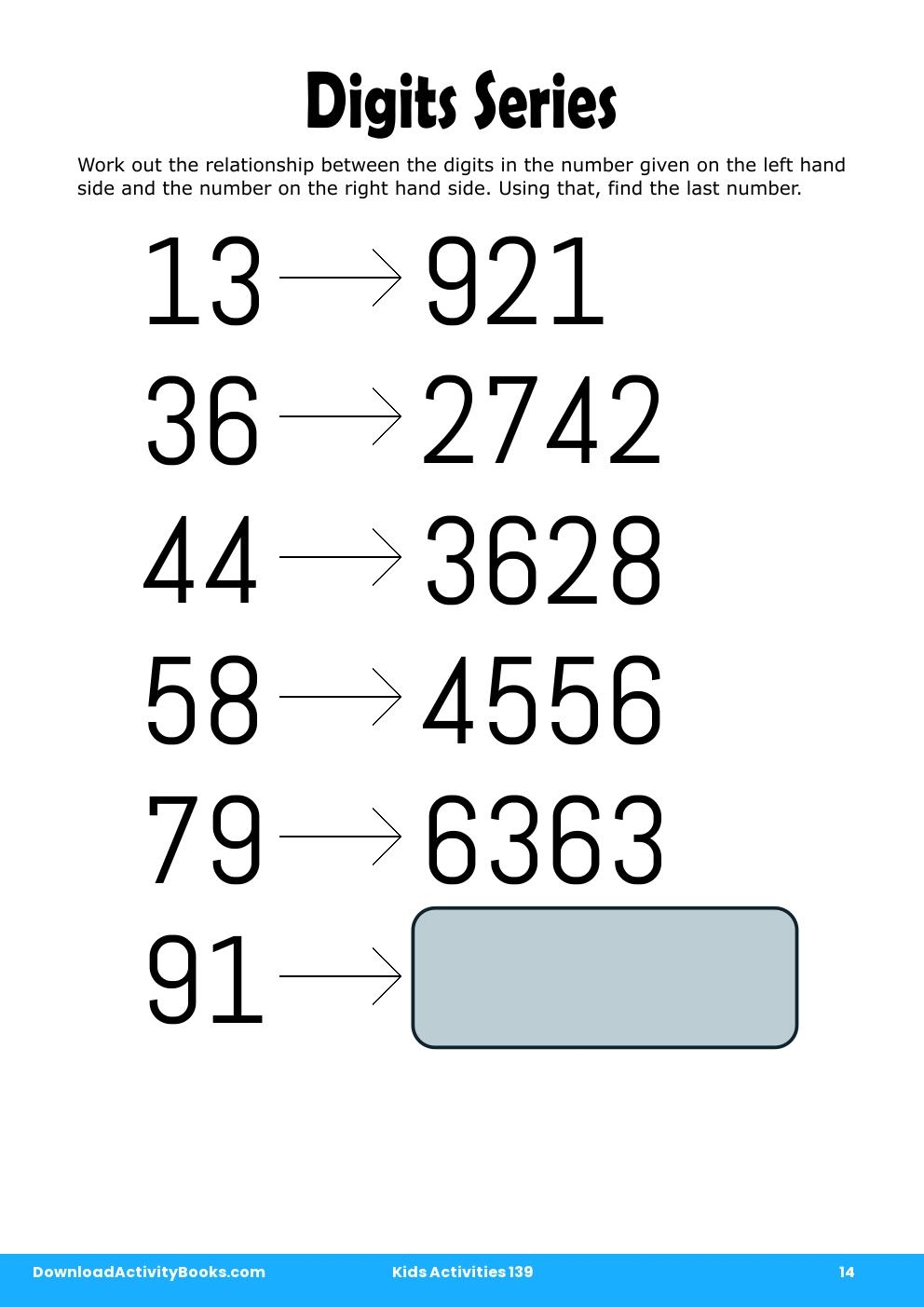 Digits Series in Kids Activities 139