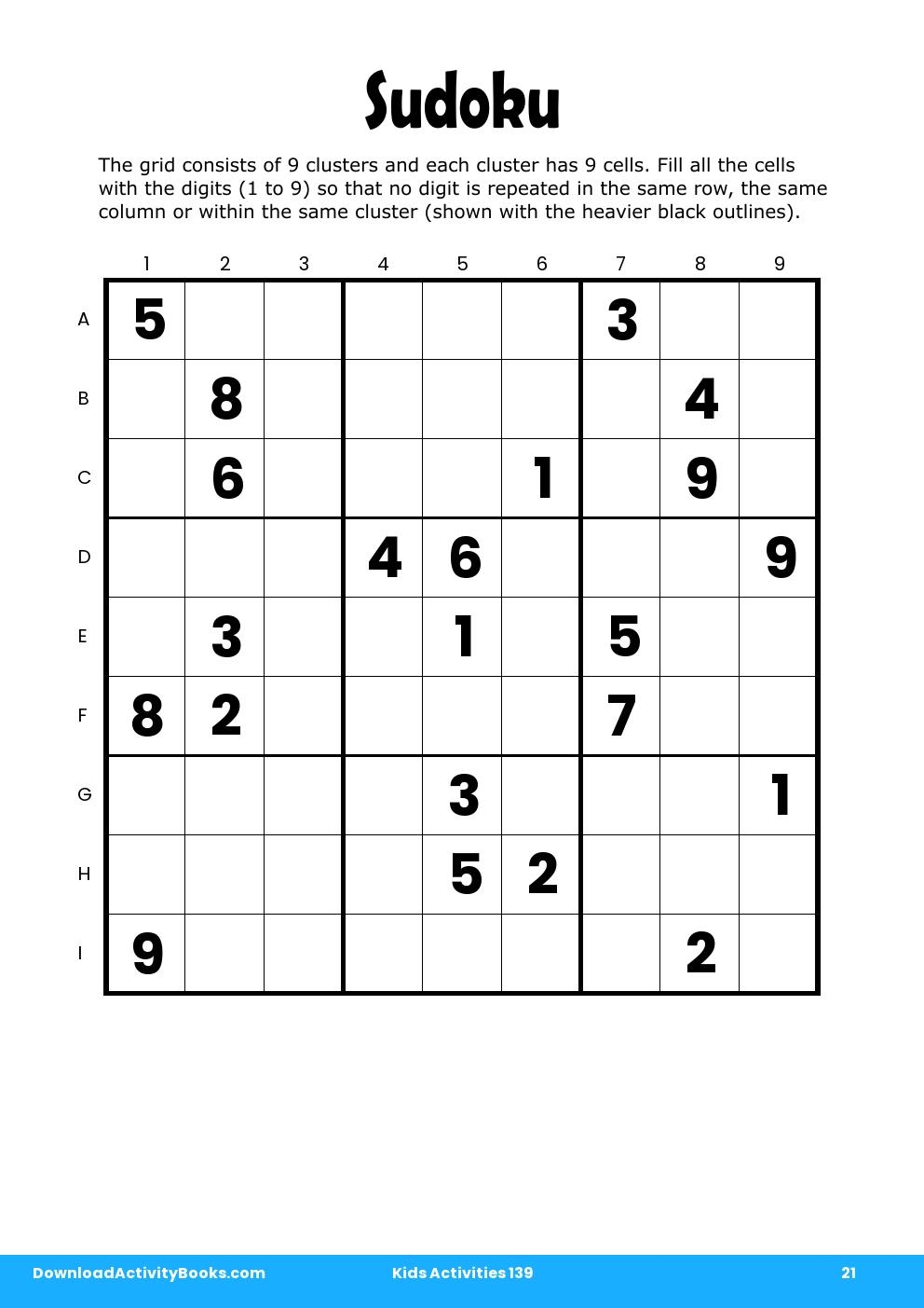 Sudoku in Kids Activities 139