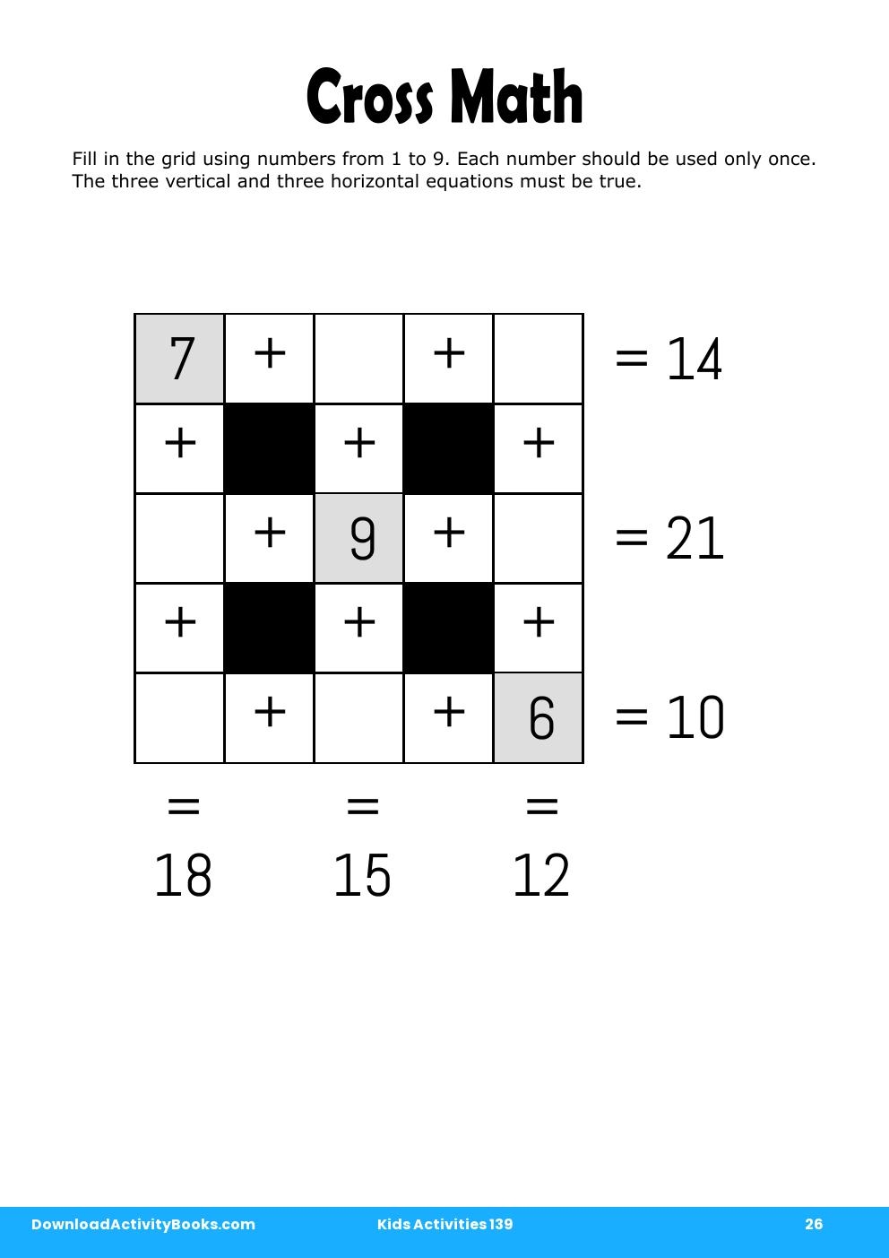 Cross Math in Kids Activities 139