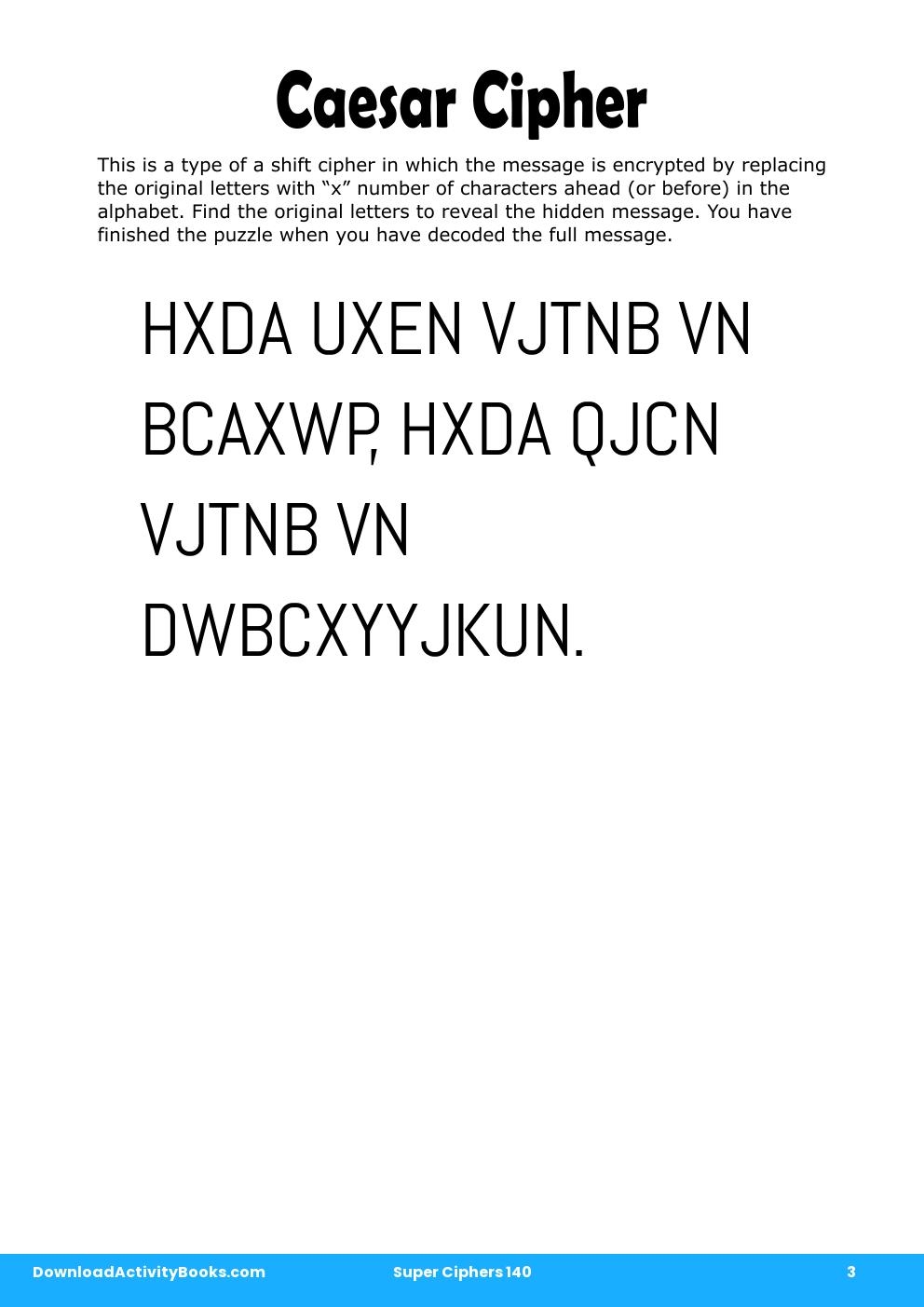 Caesar Cipher in Super Ciphers 140