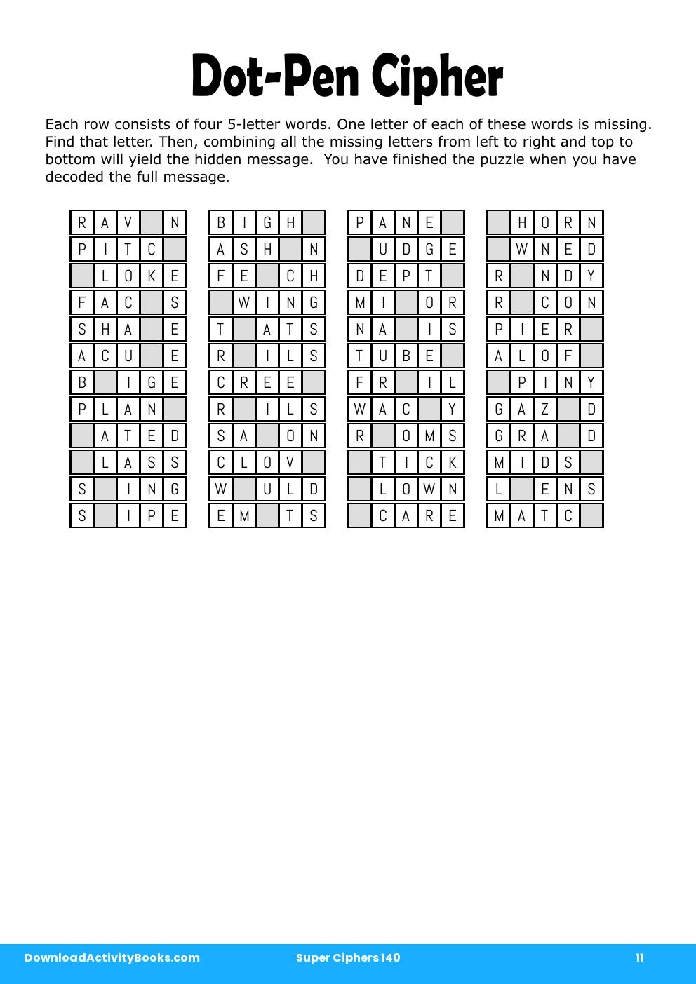 Dot-Pen Cipher in Super Ciphers 140