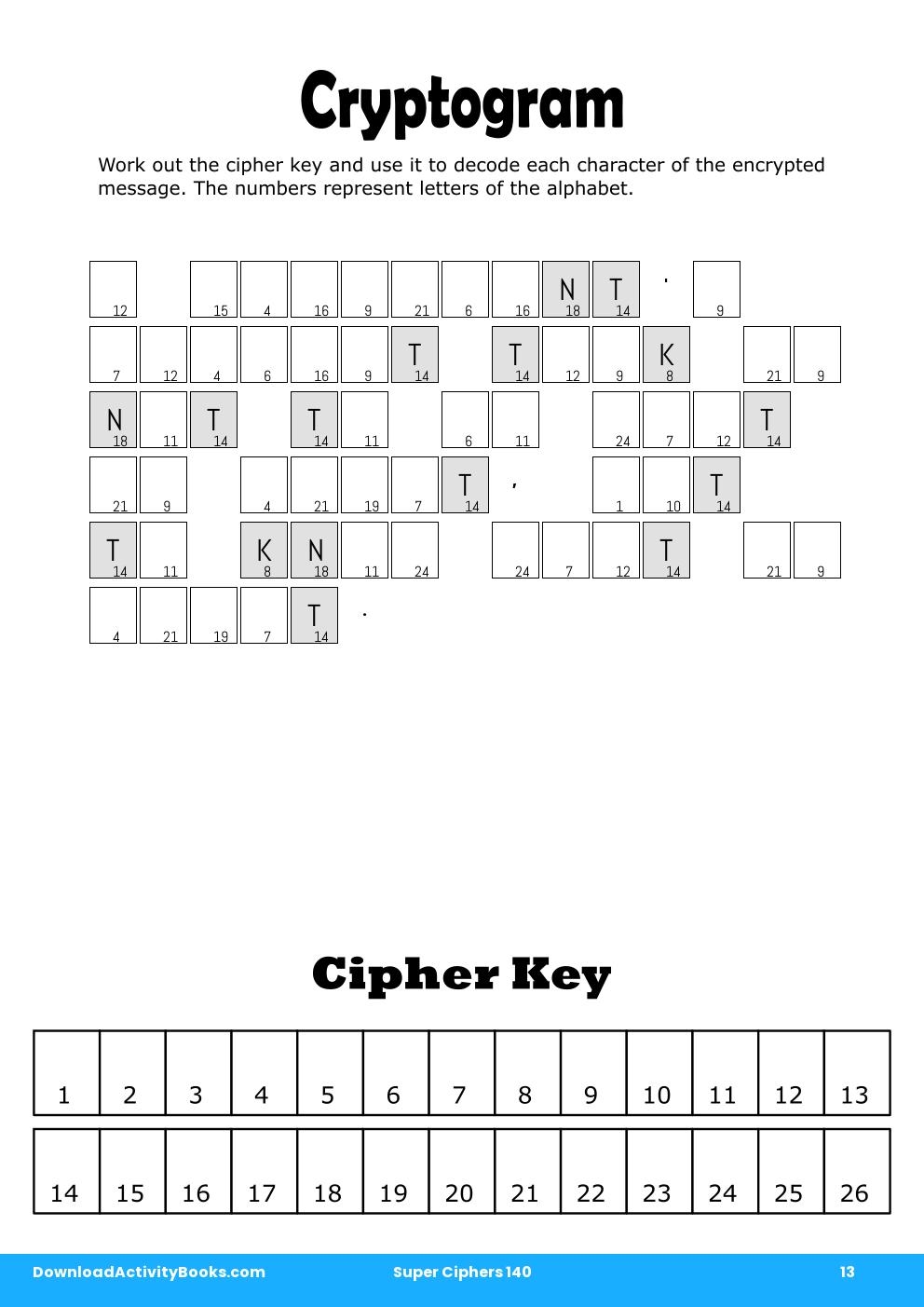 Cryptogram in Super Ciphers 140