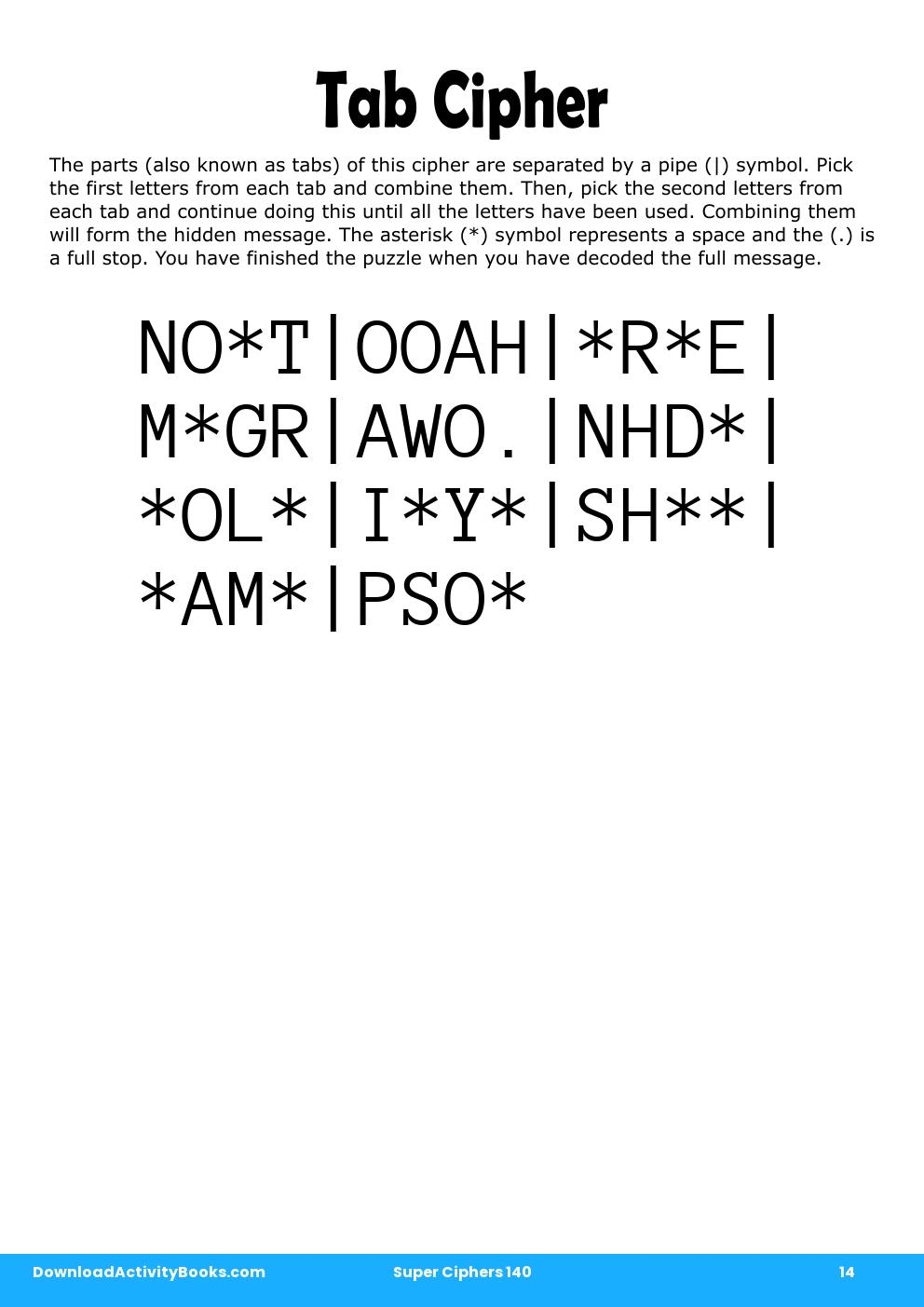 Tab Cipher in Super Ciphers 140