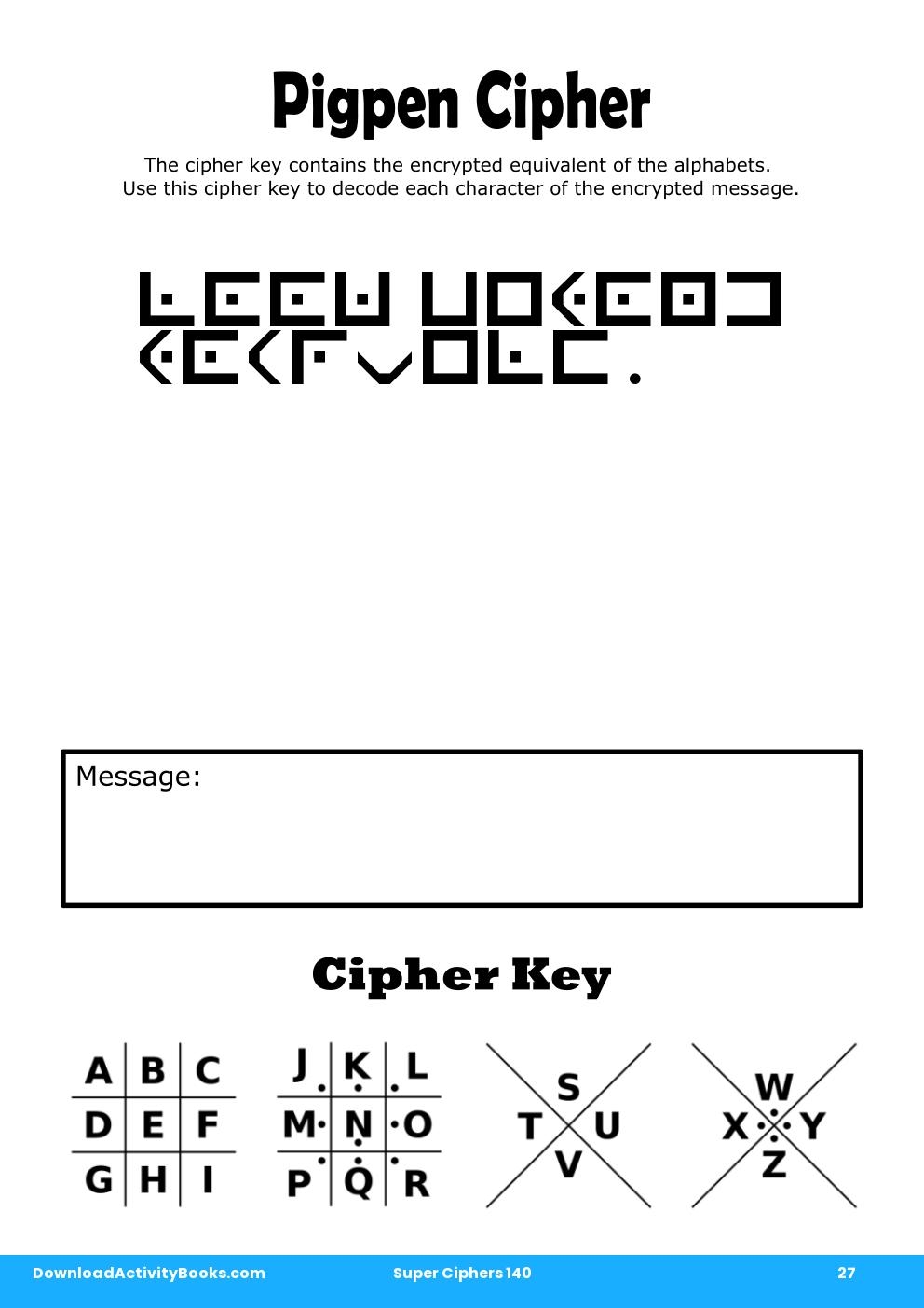 Pigpen Cipher in Super Ciphers 140