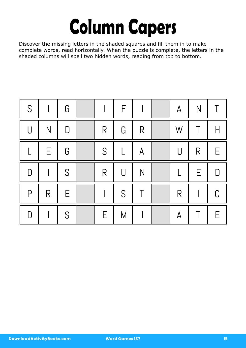 Column Capers in Word Games 137