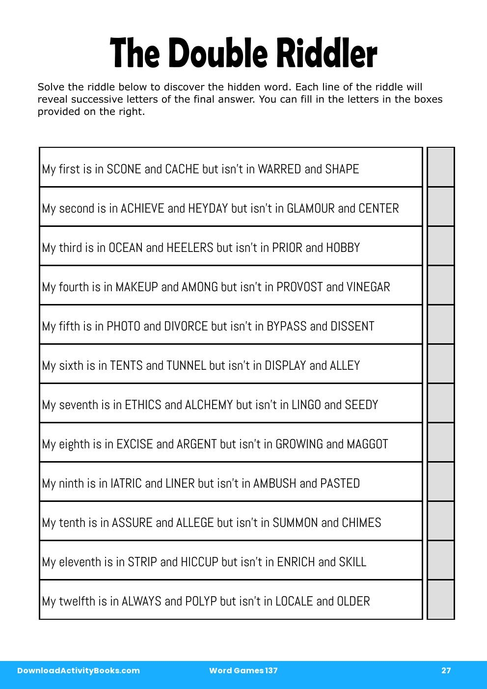 The Double Riddler in Word Games 137