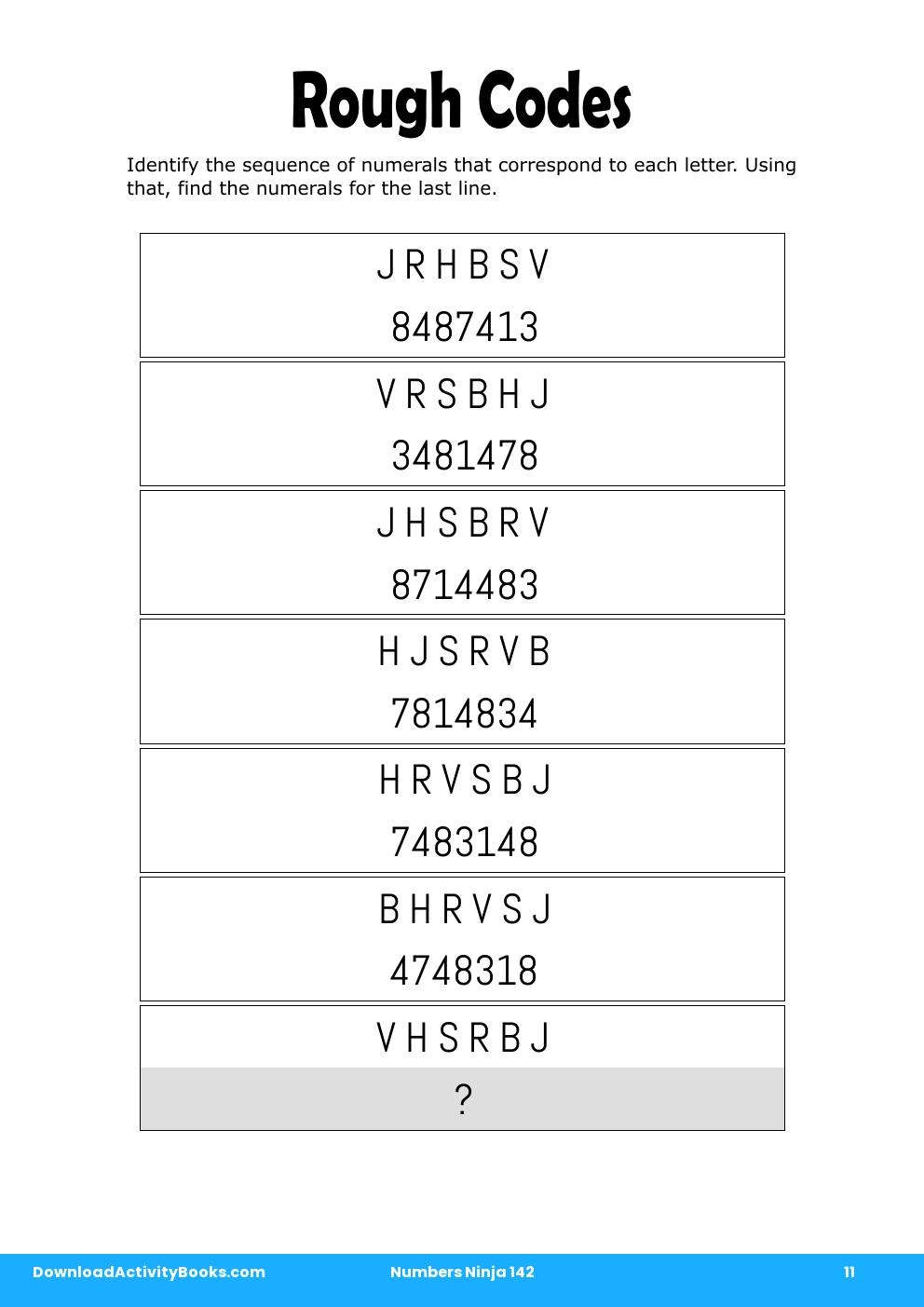 Rough Codes in Numbers Ninja 142