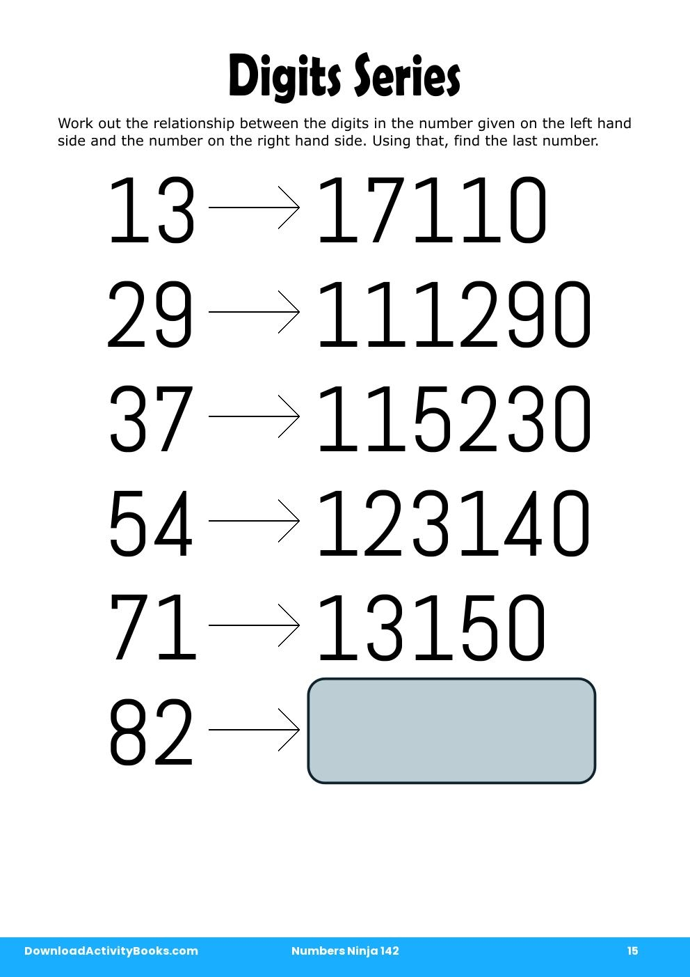 Digits Series in Numbers Ninja 142