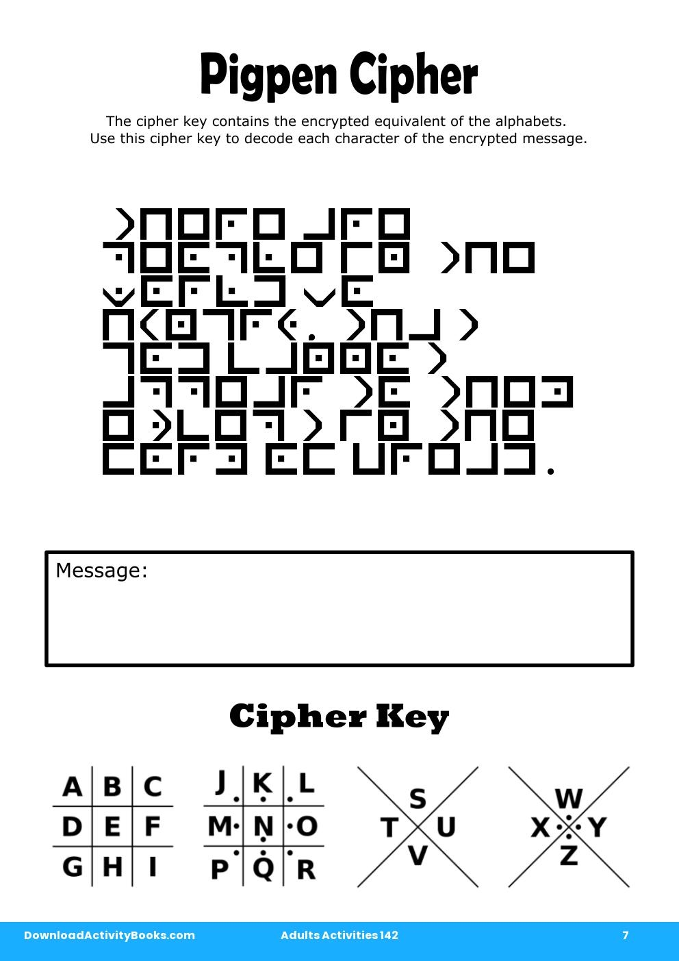 Pigpen Cipher in Adults Activities 142