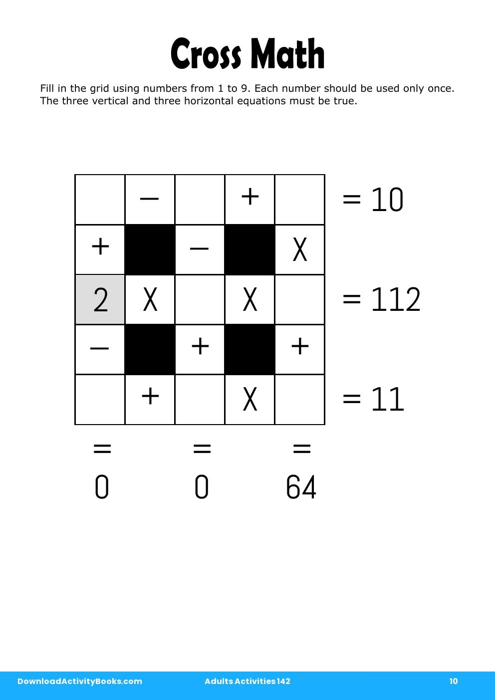 Cross Math in Adults Activities 142