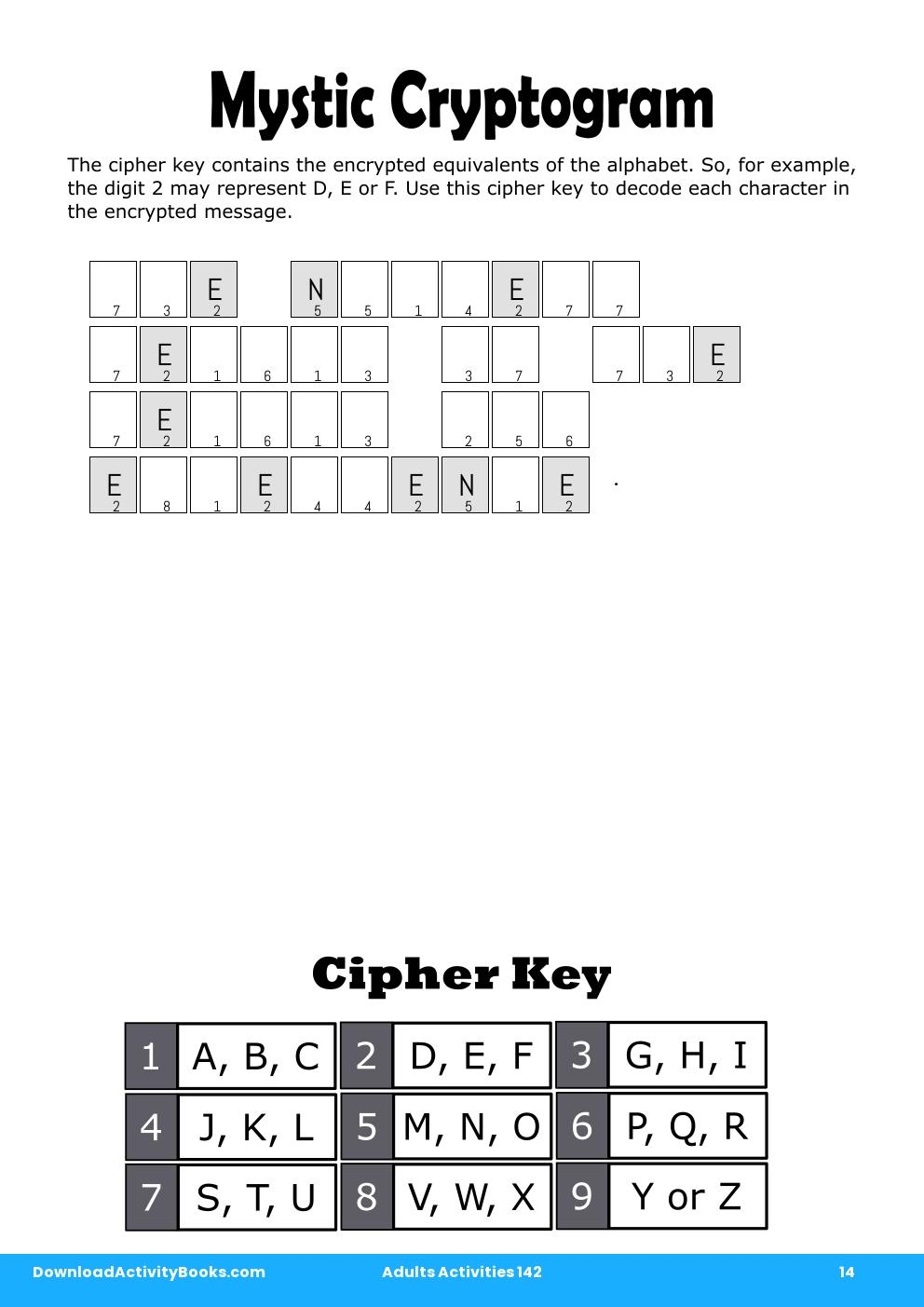 Mystic Cryptogram in Adults Activities 142