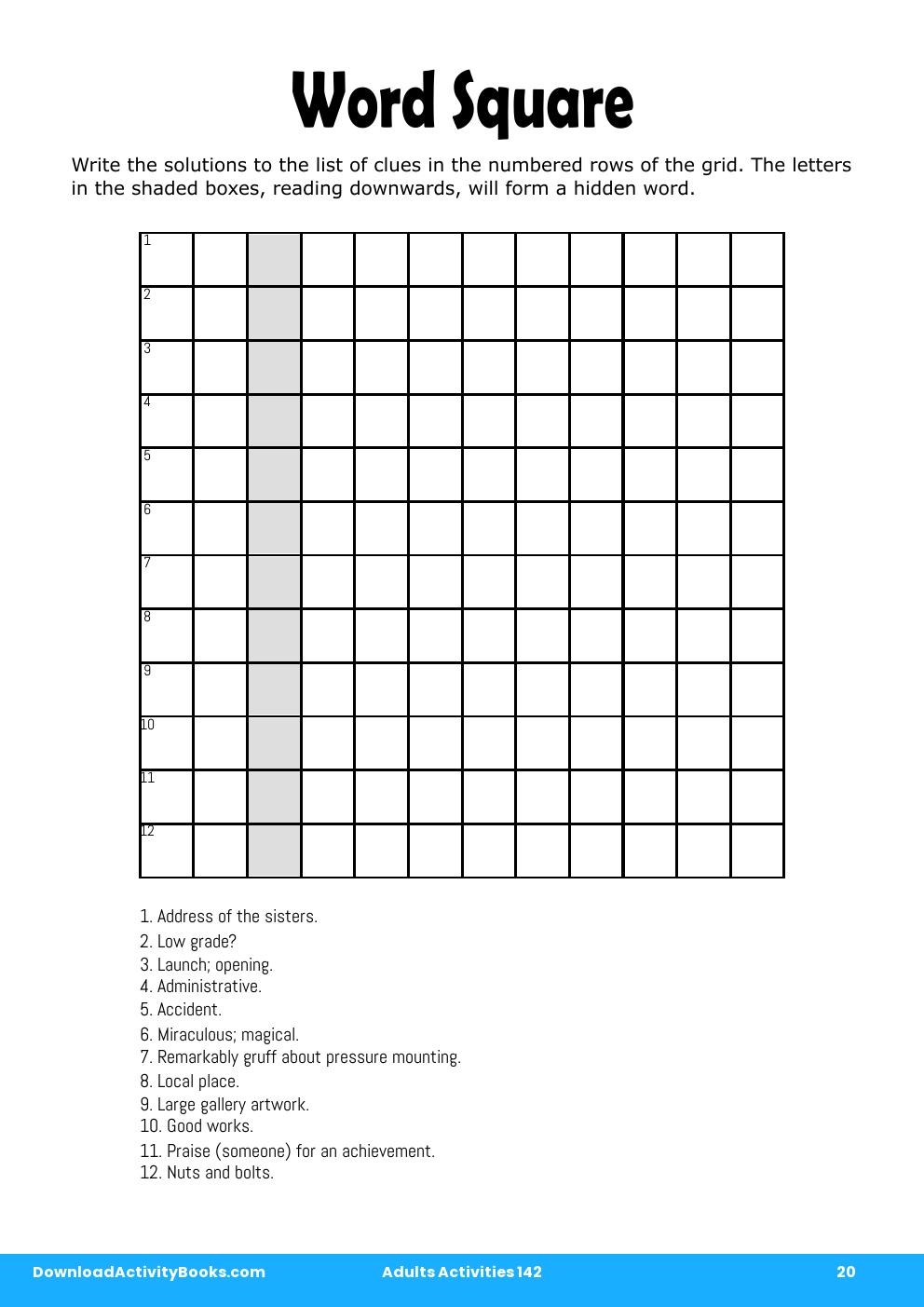 Word Square in Adults Activities 142