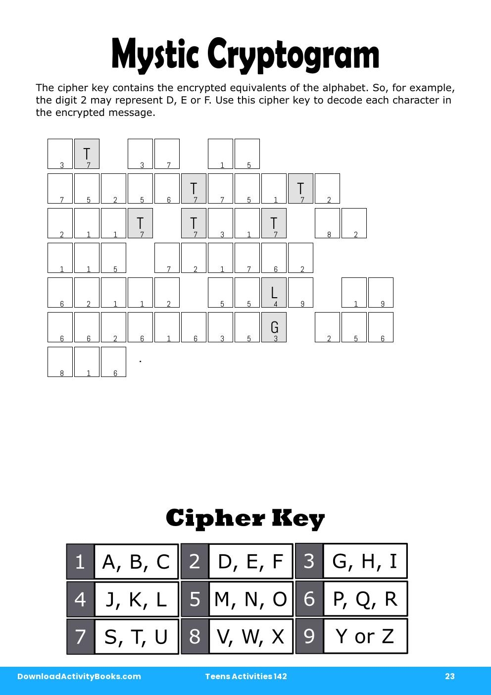 Mystic Cryptogram in Teens Activities 142